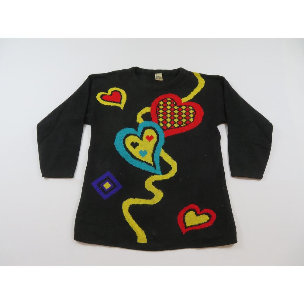 Acrylic Heart Sweater, Made in England, Sz M? 1980s